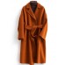 Fashion brown Woolen Coats Women Loose fitting medium length jackets tie waist coat