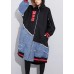 DIY patchwork fine box coat Tunic Tops zippered alphabet prints outwear