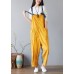Fashion Yellow pockets Patchwork denim Jumpsuit Spring