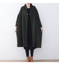Fine green wool coats Loose fitting Winter coat women Winter coat