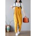 Fashion Yellow pockets Patchwork denim Jumpsuit Spring